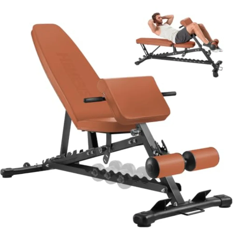 1000 LBS Adjustable Weight Bench with Roman Chair for home gym use, steel frame, black color, foldable and multi-angle recline