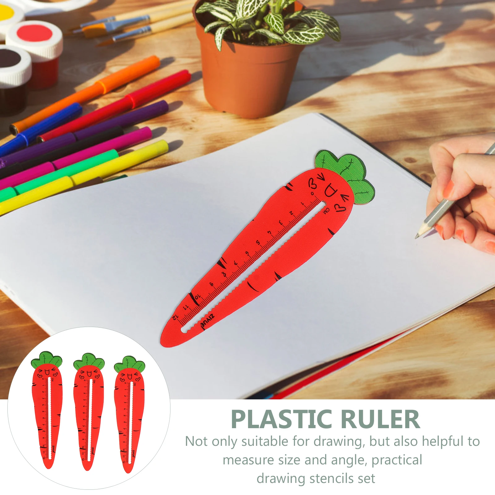 

3pcs Wooden Ruler Cartoon Design Smooth Lines Home Office School Use Student Students Ruler Gift Idea Rulers