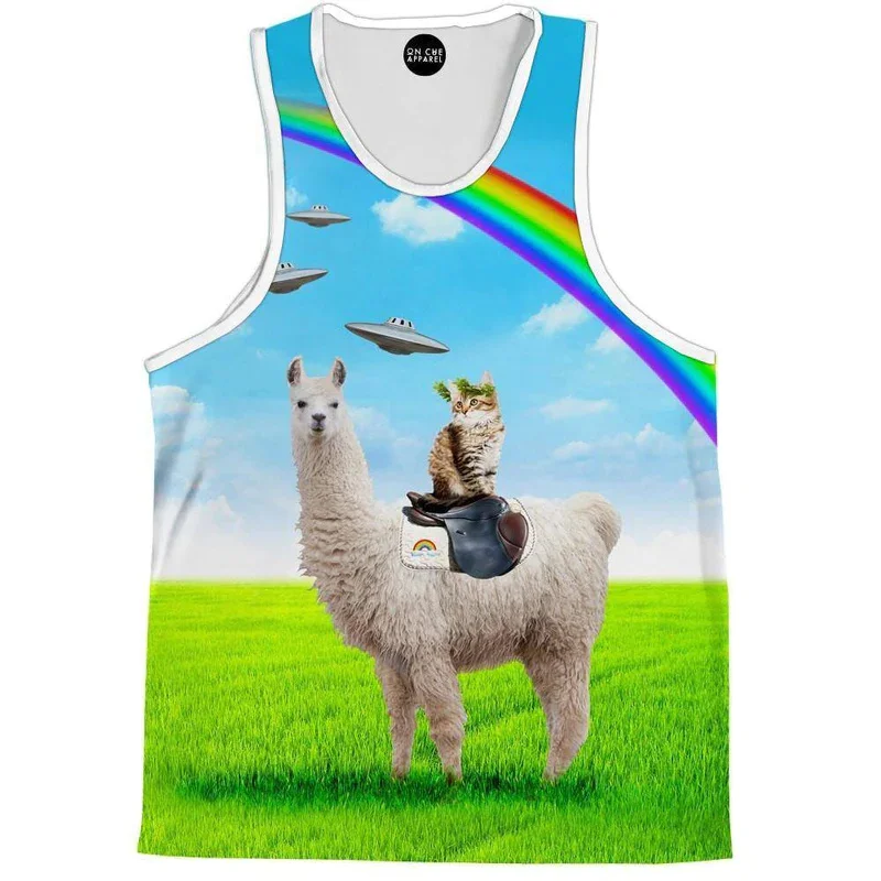 Llama And Cats Tank Top Men 3d Print Cute Sloth Tank Tops Women Floral Shirts Y2k Top Graphs T-shirts Kid Hawaii Beach Vest Tees