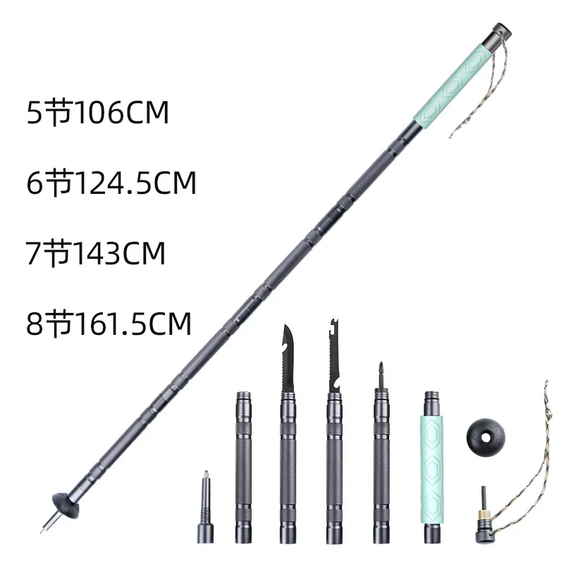 

Hiking stick folding multifunctional outdoor hiking hiking defensive stick mountain camping supplies set crampons screwdriver