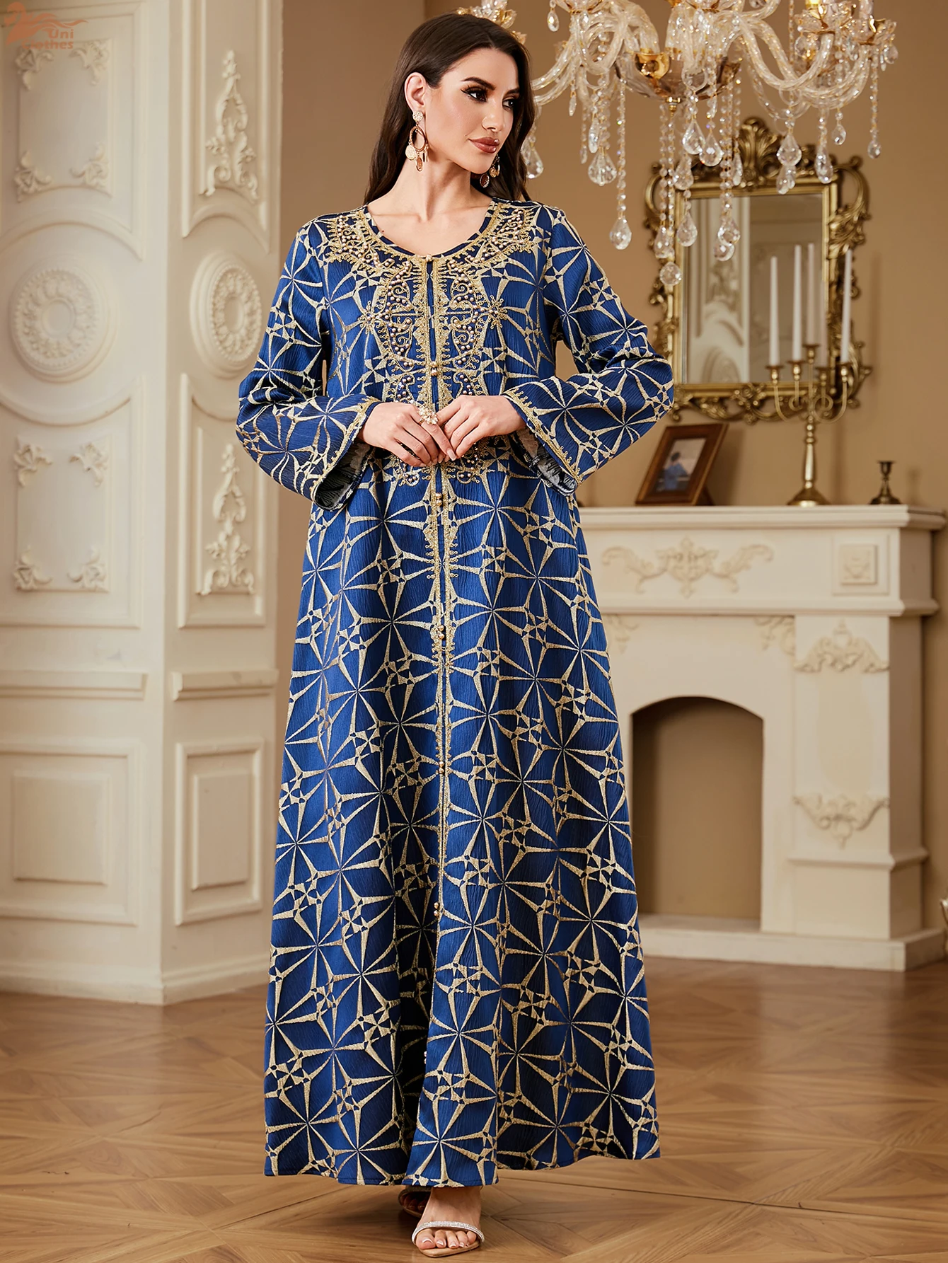 ユニムスリム高級婦人用イブニングドレス刺繍アバヤドバイビーズカフタンパーティードレス