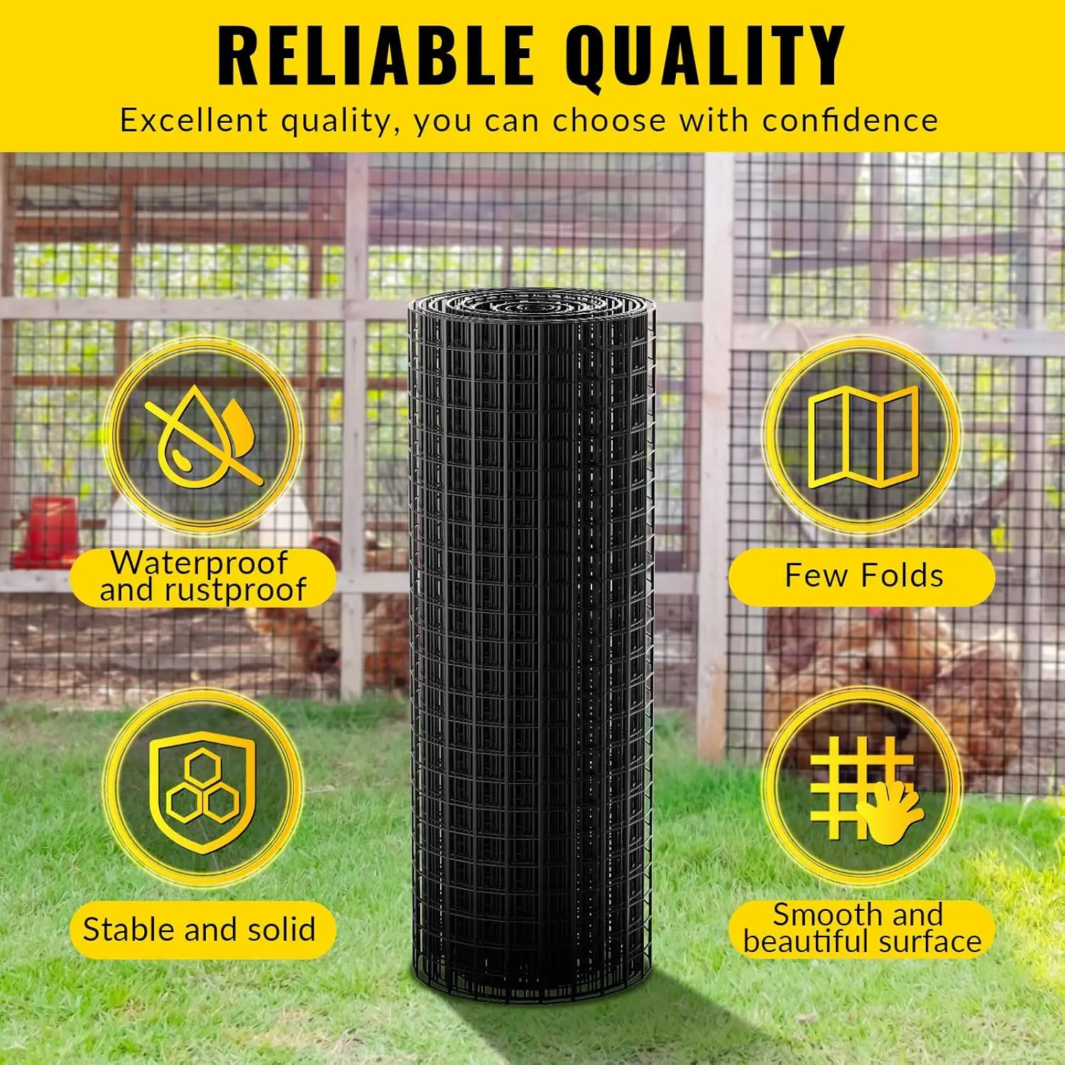 

Hardware Cloth 1/2 inch 48 x 100 ft Heavy Duty Black Chicken Wire Fencing 19 Gauge Vinyl Coated Welded Wire Mesh Roll PVC Hardwa