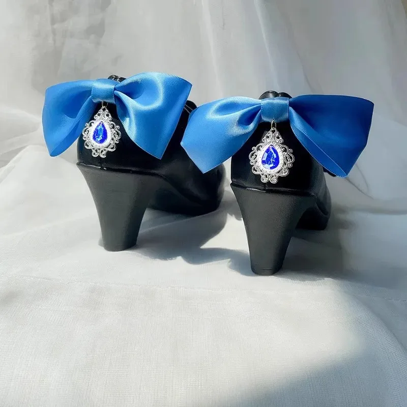 Game Genshin Impact Fontaine Furina Cosplay Shoes Boot Women Lolita Bow High Heels Halloween Masquerade Party Costume Accessorie