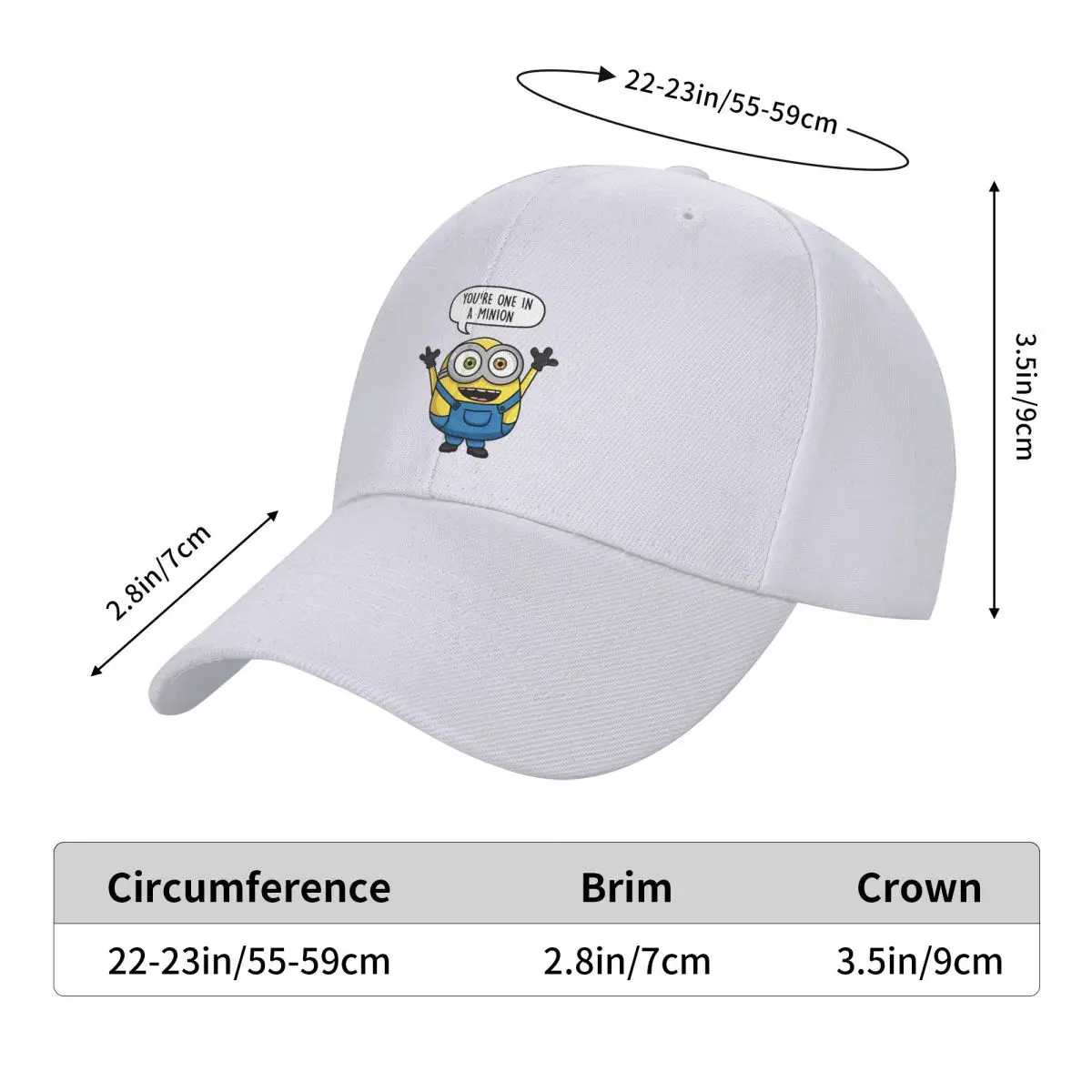 Casquettes de baseball You're One In A Minions pour hommes et femmes, chapeau de camionneur de sport, chapeau de papa en polyester réglable, chapeaux lavables