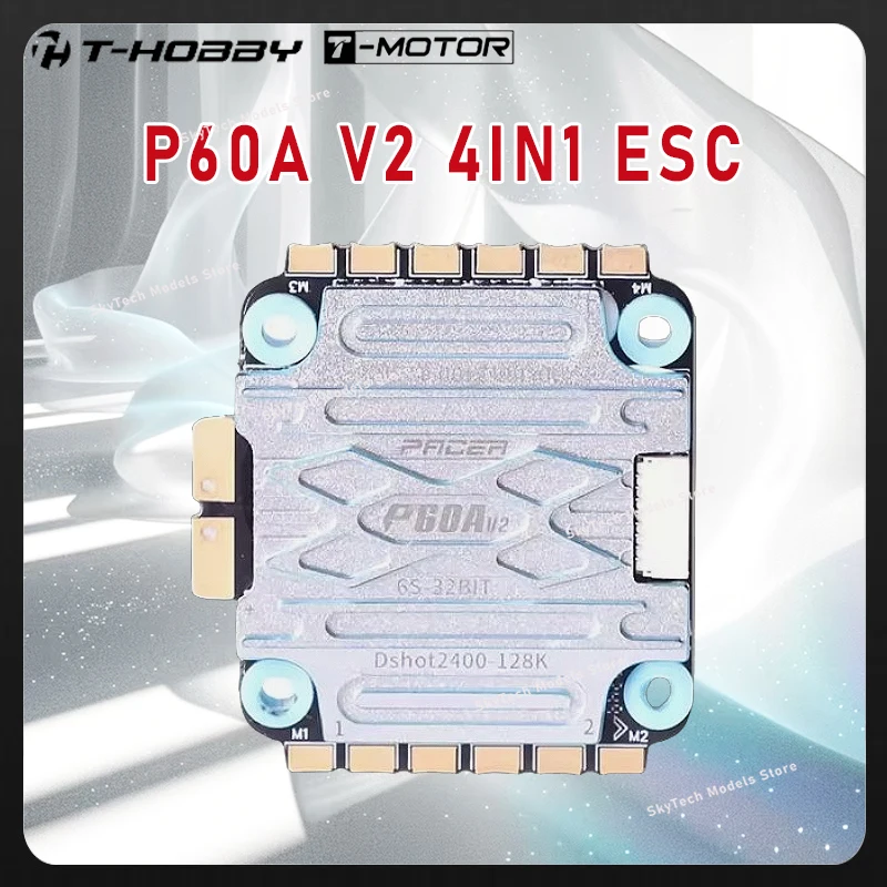 T-MOTOR T-HOBBY P60A V2 4in1 ESC 3-6S BLHELI_32 32Bit DSHOT2400 128KHz-30.5×30.5 มม./M3 สำหรับโดรน FPV Freestyle/Racing/Cinematic/LR ขนาด 5-7 นิ้ว