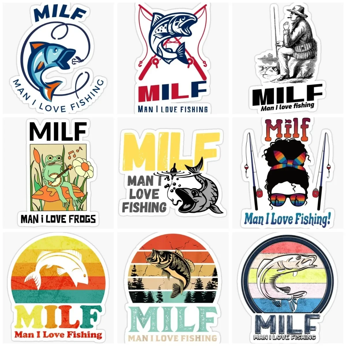 

MILF Man I Love Fishing Creative Sticker Vinyl Motorcycle Accessories Laptop Door Bumper Car Truck Window Glass Waterproof Decal