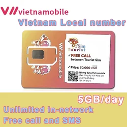 Vietnam Vietnamobile Sim / eSIM Sim Card prepagata; 5GB al giorno e chiamata gratuita e SMS;