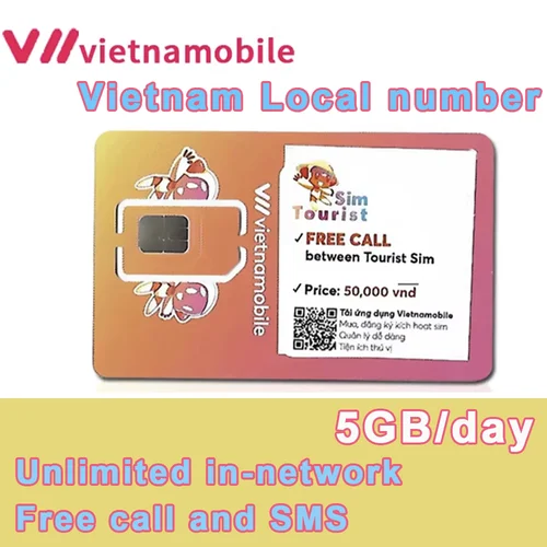 베트남 모바일 SIM/eSIM 선불 SIM 카드, 하루 5GB, 무료 통화 및 SMS, 베트남 전화 번호, 로컬 앱 등록 가능 