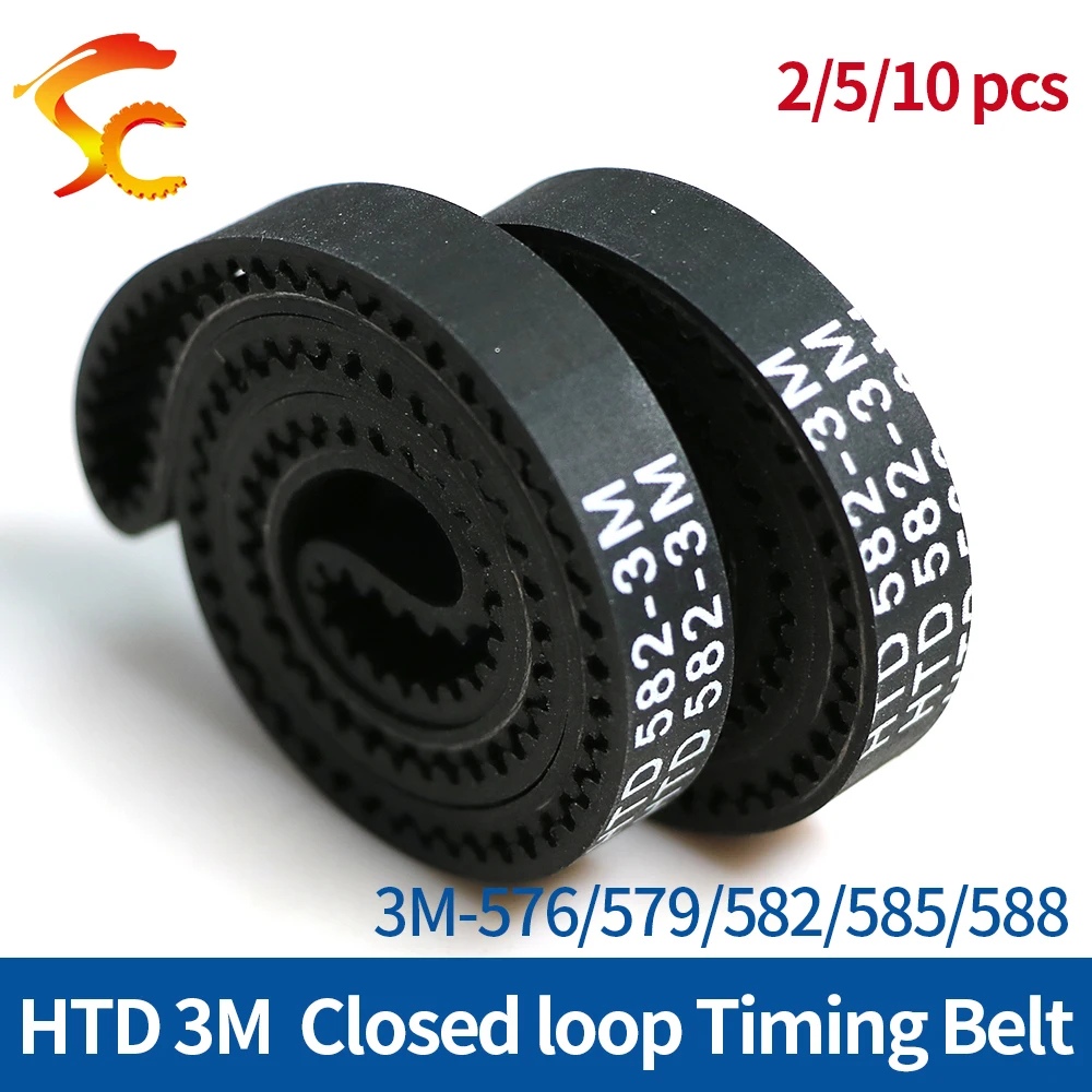 

2/5/10pcs HTD 3M Timing Belt Pitch 3mm Length=576/579/582/585/588mm Width=6/10/15mm 3M Closed-Loop Synchronous Belt