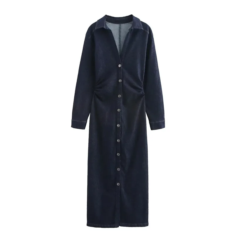 

Женская свободная новая джинсовая рубашка, платье с длинными рукавами