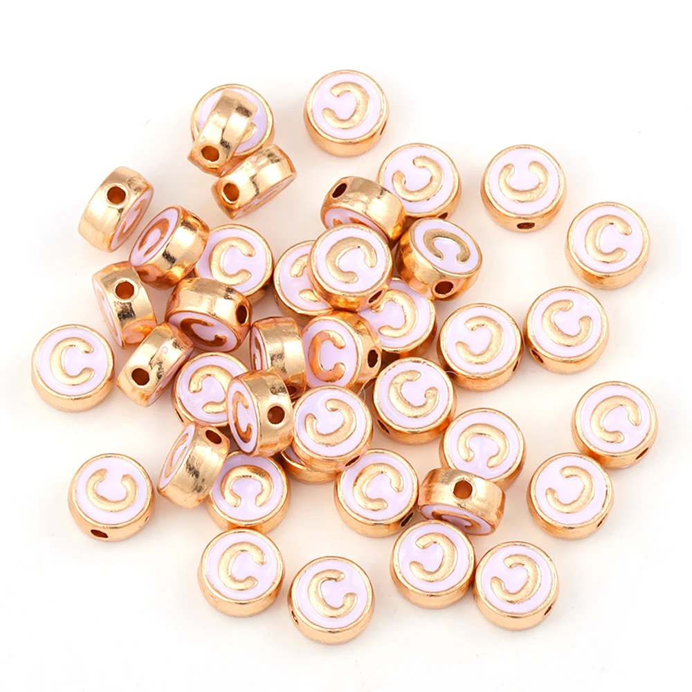 Cute Mixed 26Pcs Double Enamel A-Z Letter Alloy Spacer Beads for Women DIY Bracelet Necklace Jewelry Making Supplies Accessories