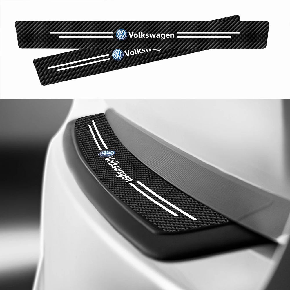 4Pcs Leather Carbon Fiber Car Door Edge Sill Protector Strip Stickers for Volkswagen VW Rline MK6 Golf Polo Tiguan Passat Touran