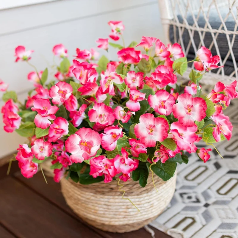 6 قطعة باقة الزهور الاصطناعية الكركديه الزهور وهمية الزخرفية لديكور المنزل خارج حديقة الشرفة فناء شرفة ديكور