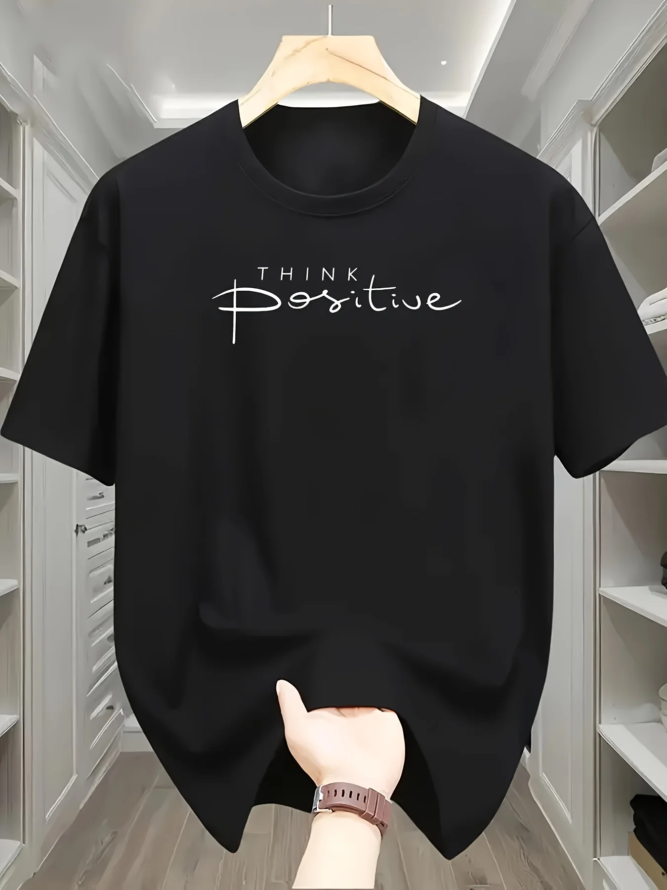 Round Neck Short Sleeve T-Shirt, Front with 