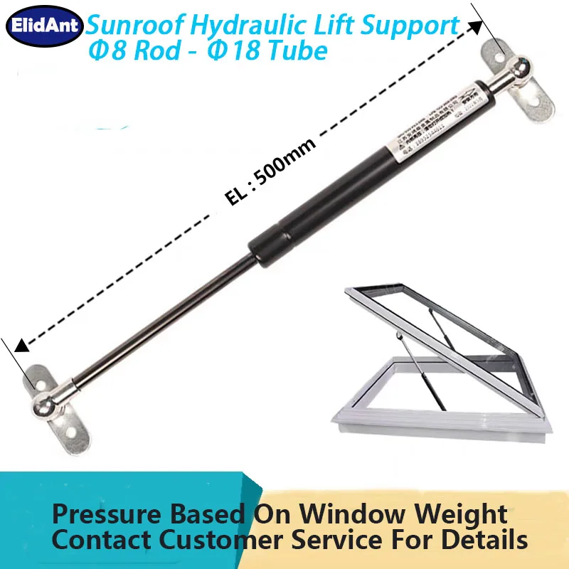 

1PC Sunroof Hydraulic Lift Support 500mm Gas Strut for Skylights Venting Windows Roofs Telescopic Gas Spring Lift Spring Shock