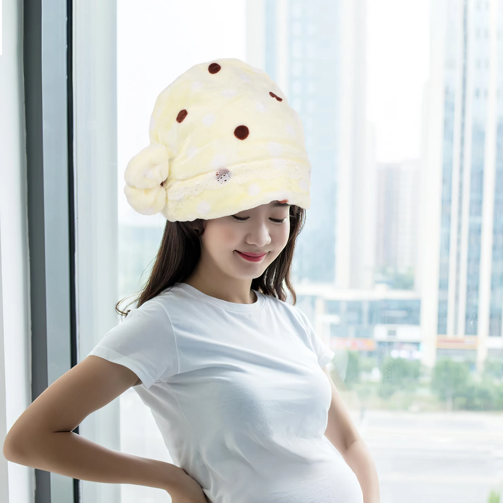 

2Pcs Flannel Sleep Hat Postpartum Maternity Household Confinement Adorable Hair Protection Postpartum Hat Home Accessory