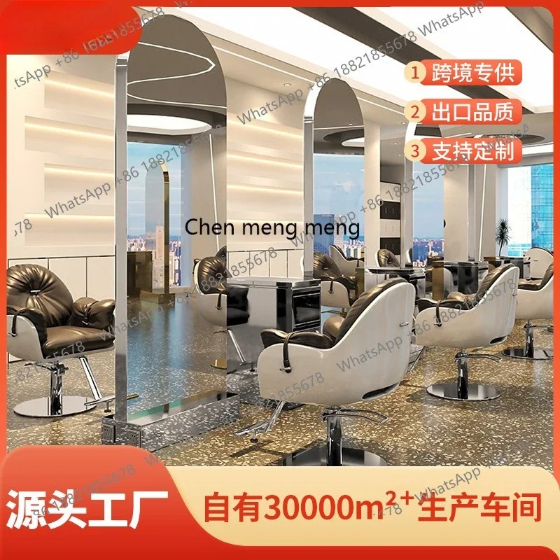 Barber shop mirror table for hair salon, single-sided double-sided floor mirror table for barber shopF182