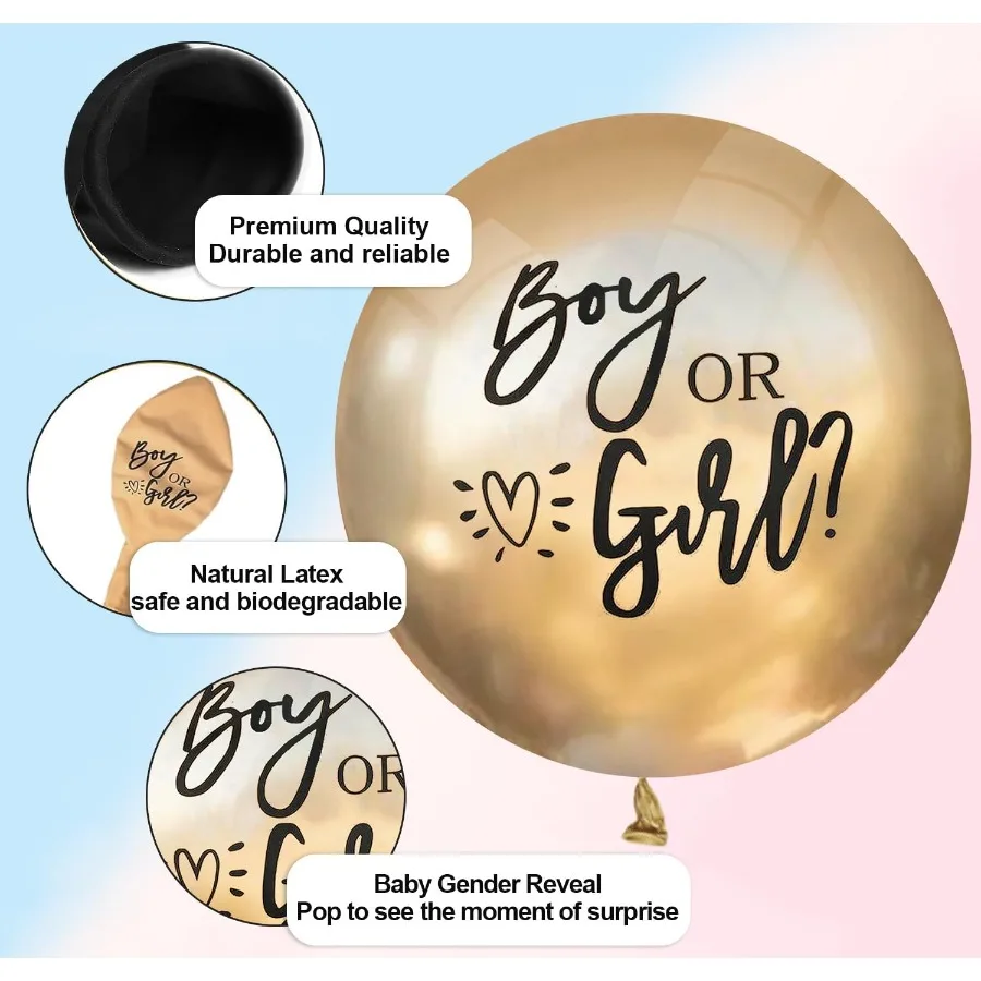 بالون تكشف عن الجنس للأولاد أو البنات مع قصاصات زرقاء وردية لحفلة استقبال المولود الجديد تكشف عن الجنس بالون ذهبي مقاس 36 بوصة