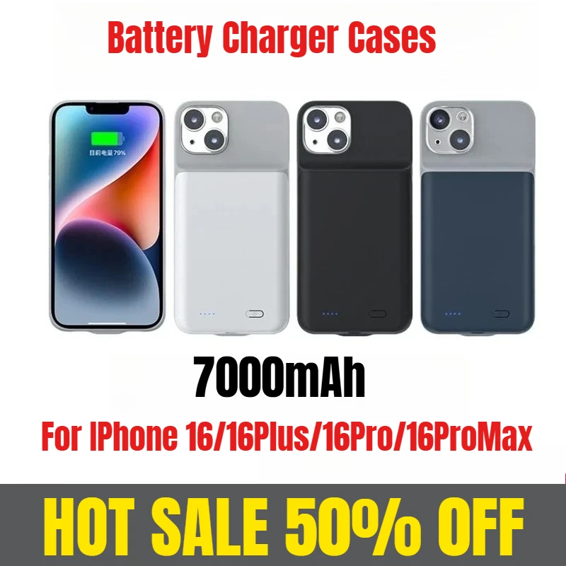 

7000mAh Battery Charger Cases for IPhone 16/16Plus/16Pro/16ProMax Battery Power Bank