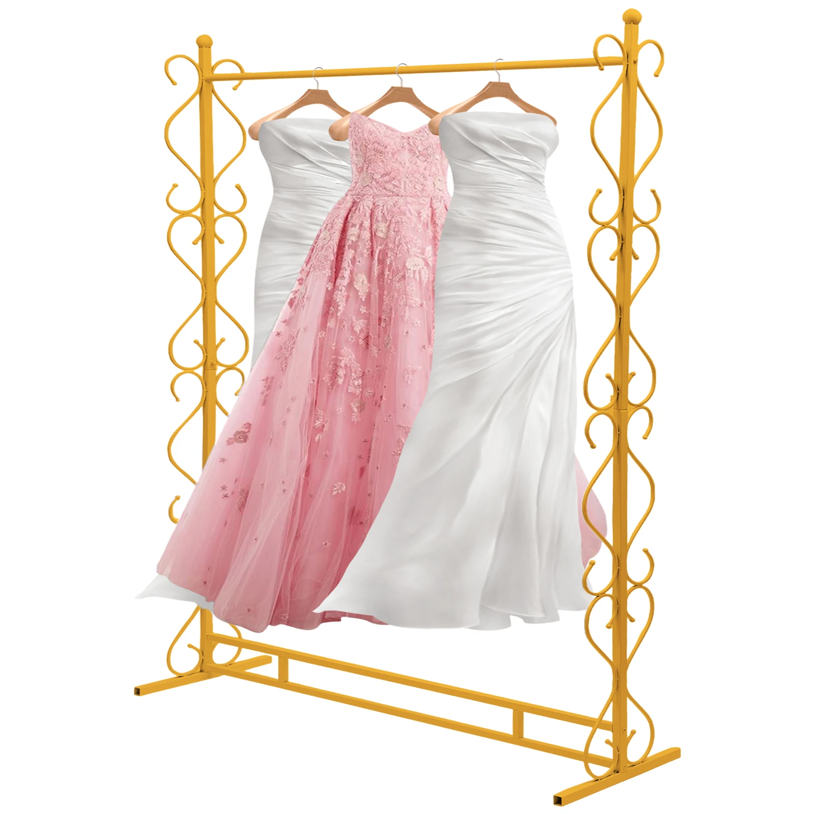 Garment Retail Gold Clothing Racks for Boutique Display Wedding Dress Rack Heavy Duty Commercial Clothes Garment Rack Rod