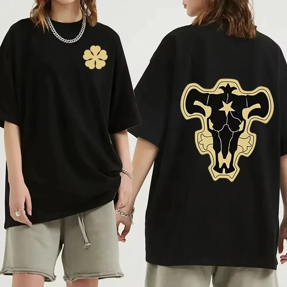 Anime Black Clover Graphic T-shirt Double-sided Print Anime Tees Women Men Harajuku Tops Cool Hip Hop Streetwear Animation Fan