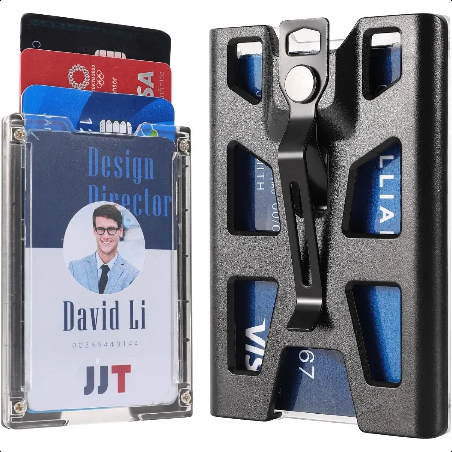 

Badge Holders Vertical Hard Plastic ID Badge Holder with Lanyard and Metal Clip 1 Pack 4 Cards Storable .