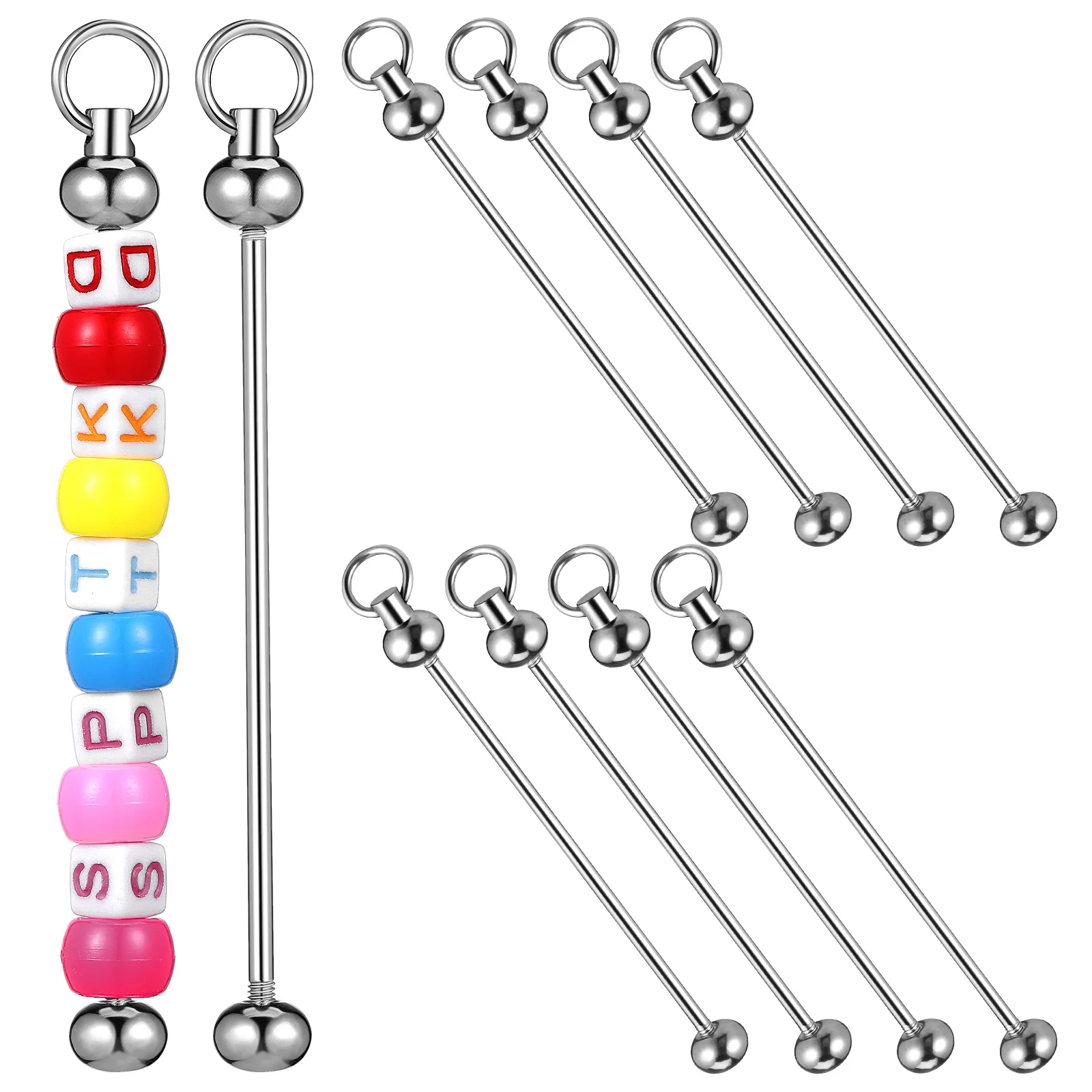 

10 pcs Keychain Blanks Beadable Keychains Small Keyring Kit Silver Strip Metal Material Classic Color Backpack Pendant Bag