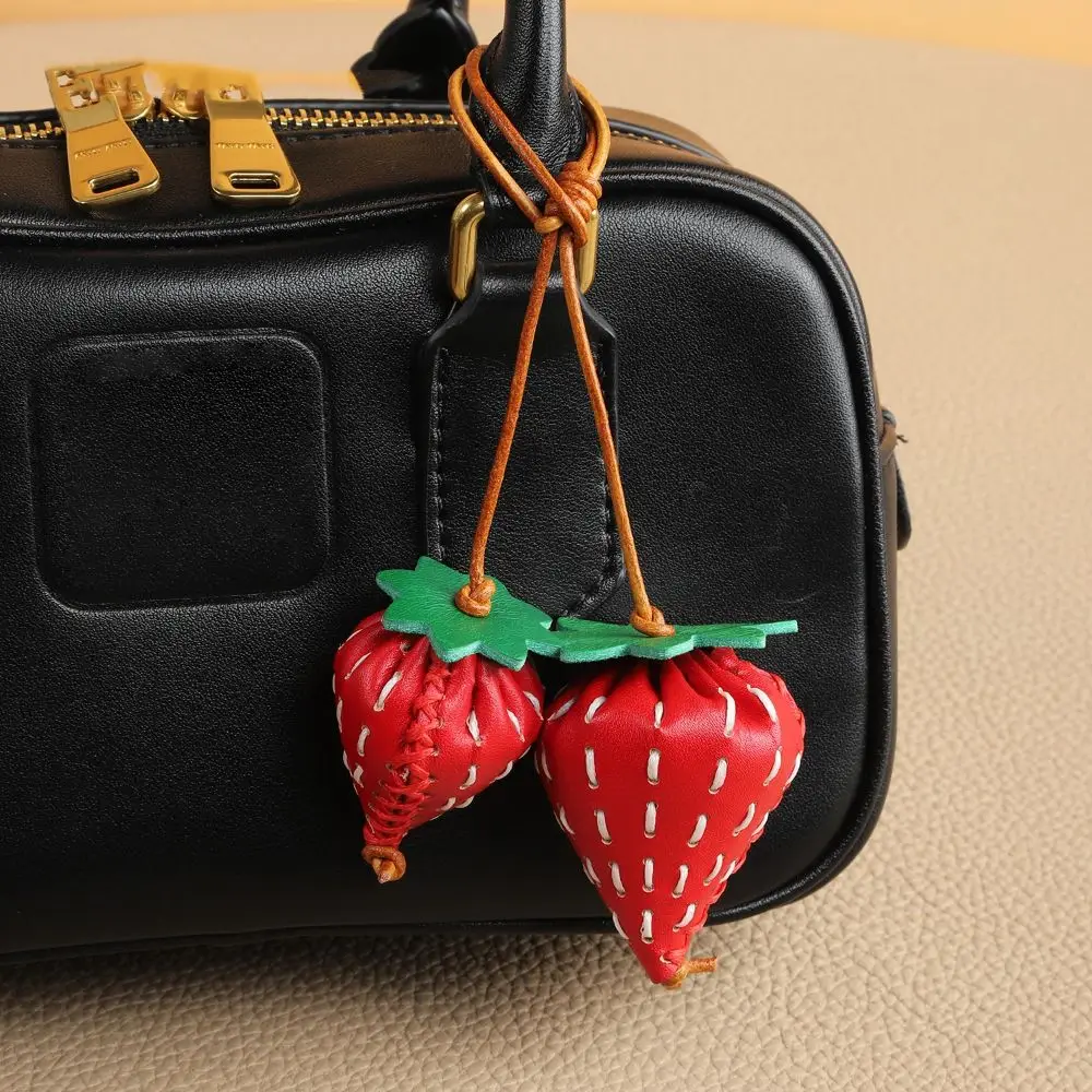 Multi-color Hanger Fruit Pendant Pear Peach Leather Keychain Handmade Car Keyring Bag Pendant Women