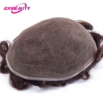 Protesi capillare da uomo in pizzo pieno Parrucche per capelli umani reali Parrucchino da uomo traspirante Unità di sistema per capelli Nodi candeggiati Linea sottile naturale