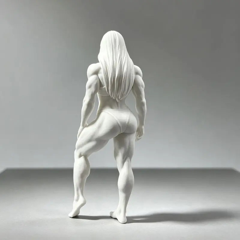 Muscle Fitness Goddess 3D Printed White Mold Strong And Athletic Female Sculpture Desktop Decorative Item 20cm