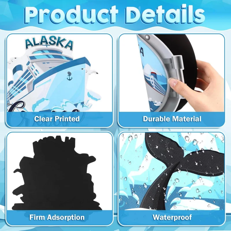 16 Pcs Cruise Door Magnet Alaska Cruise Decorations Alaska Fridge Magnet Reusable Whale Glacier Navigation Magnetic Stickers
