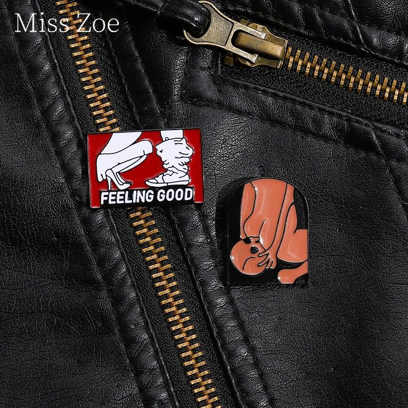 

Feeling Good Enamel Pin Hip-Hop Punk Humorous Jewelry Gift Lapel Clothes Brooches Jewelry Friend Gift Custom Wholesale