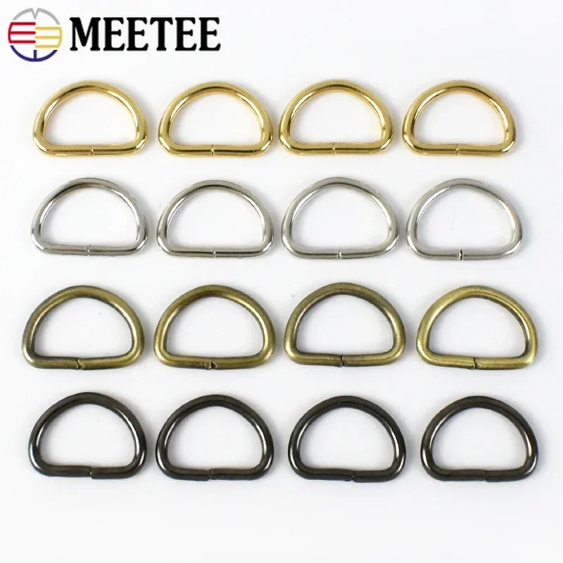 100/200Pcs Meetee10/13mm Metal D Ring Buckles Bag Strap Adjust Hook Clasp Dog Collar Webbing Connection Loops Buckle Accessories