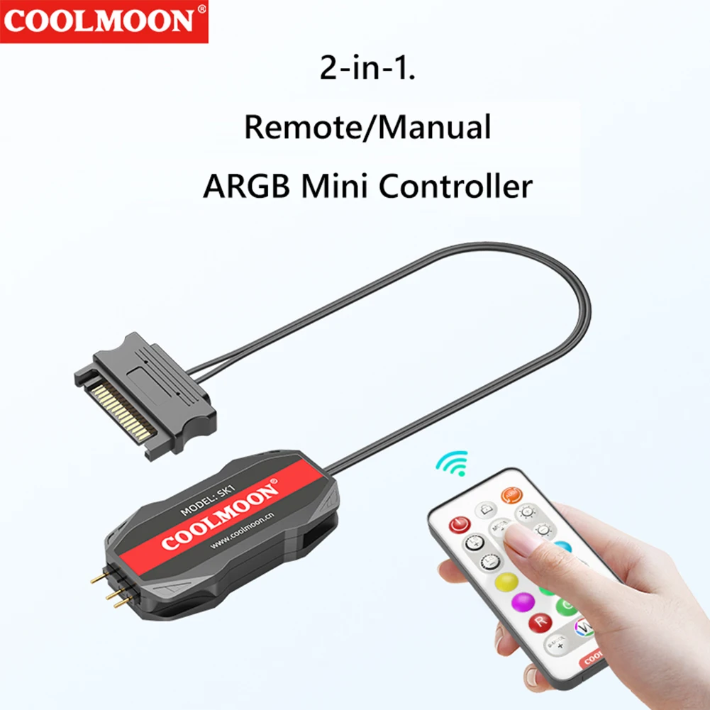 ARGB Controller Cable 5V 3 Pin HUB Adapter 3Pin To SATA RGB Cooling Fan for PC Fan Light Strip Accessory with Remote Controller
