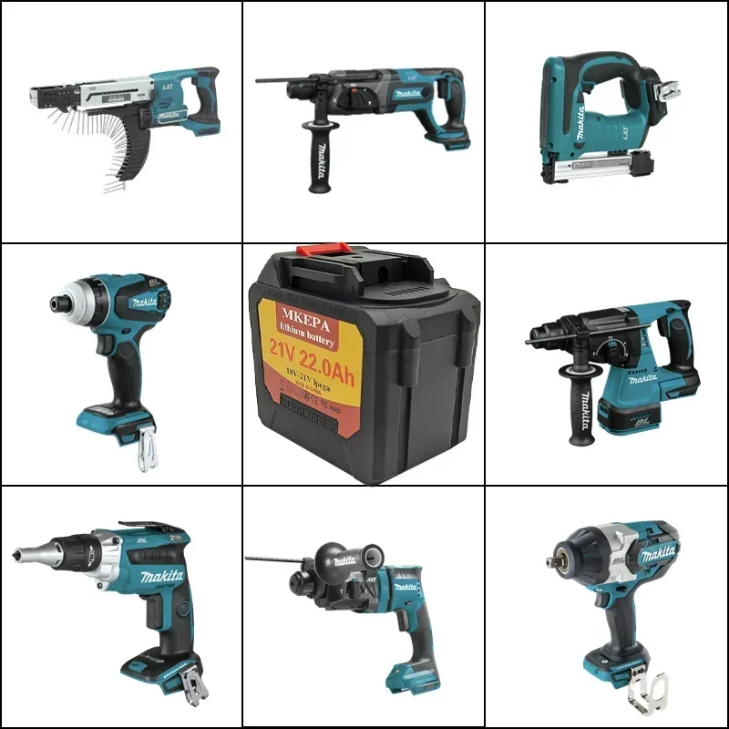 2025 New 21V Lithium-Ion Battery 22Ah Tool Battery Suitable for Makita for Screwdrivers, Drills, and Wrenches 22000mAh