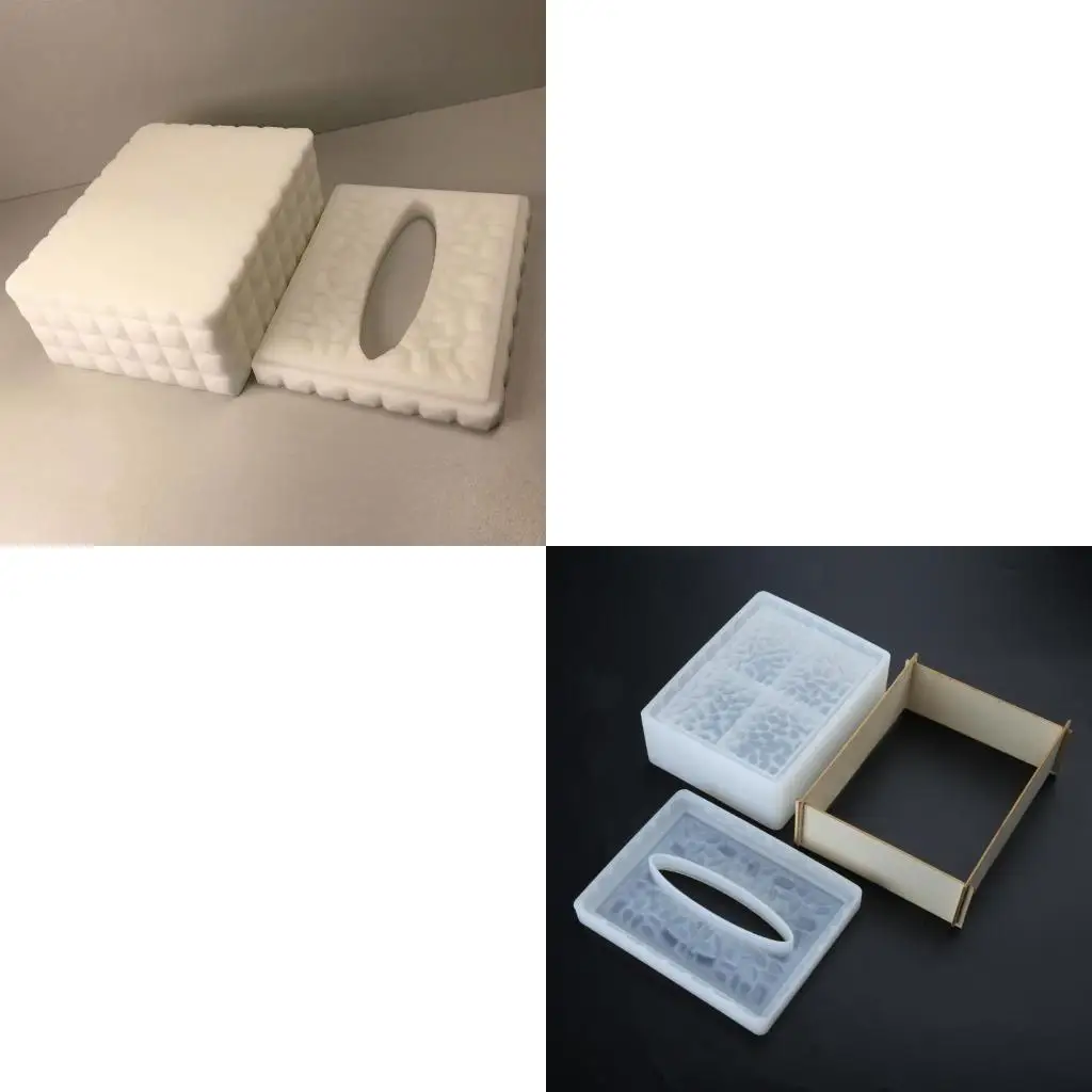Diamonds Resin Rectangle Box Mold,Silicone Tissue Box Mold for DIY Jewelry Napkin Candy Cosmetics