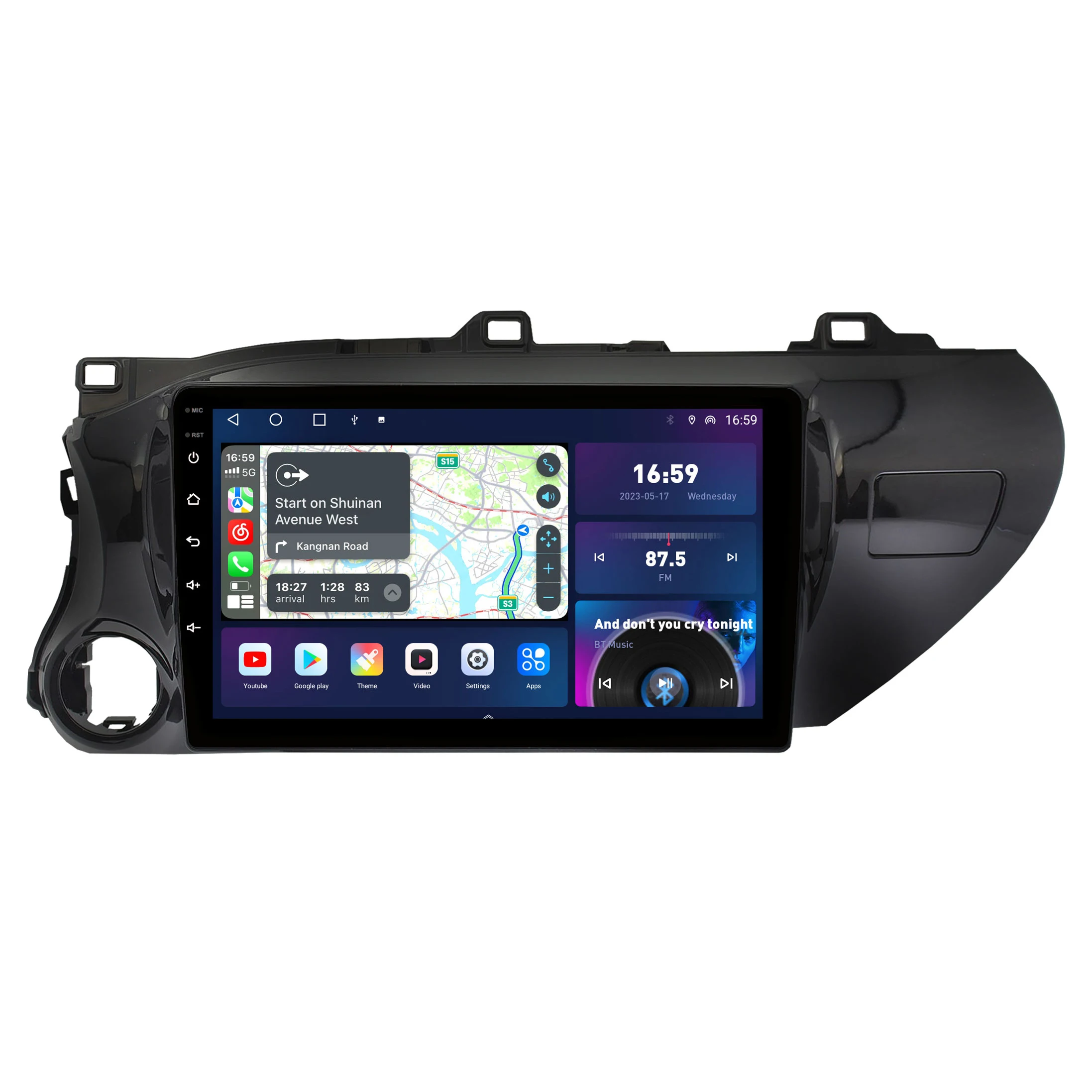 Android 8G+256G QLED 2000*1200 Stereo CarPlay Car Radio For Toyota Hilux Pick Up AN120 2015 - 2020 4G LTE GPS Navi Head Unit