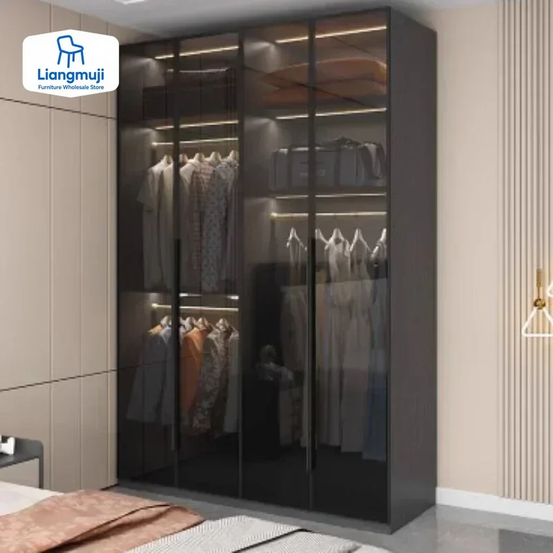 

With Glass Doors Wardrobes Multilayer Luxury Storage Open Closets Wardrobes Cabinet Shelves Guarda Roupas Bedroom Furniture