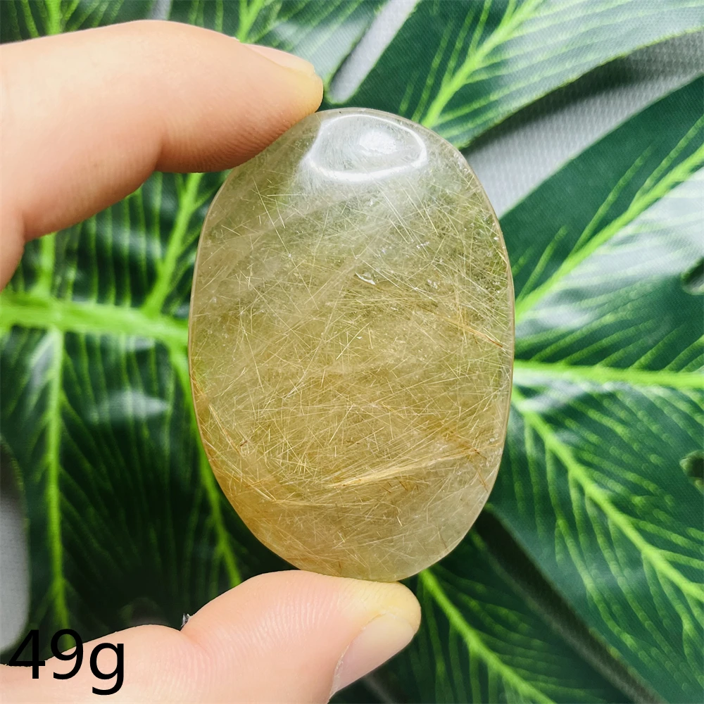 Natural Gemstone Rutile Crystal Palmstone Home Room Decoration Spiritual Prayer Witchcraft Altar Energy Crystal Healing