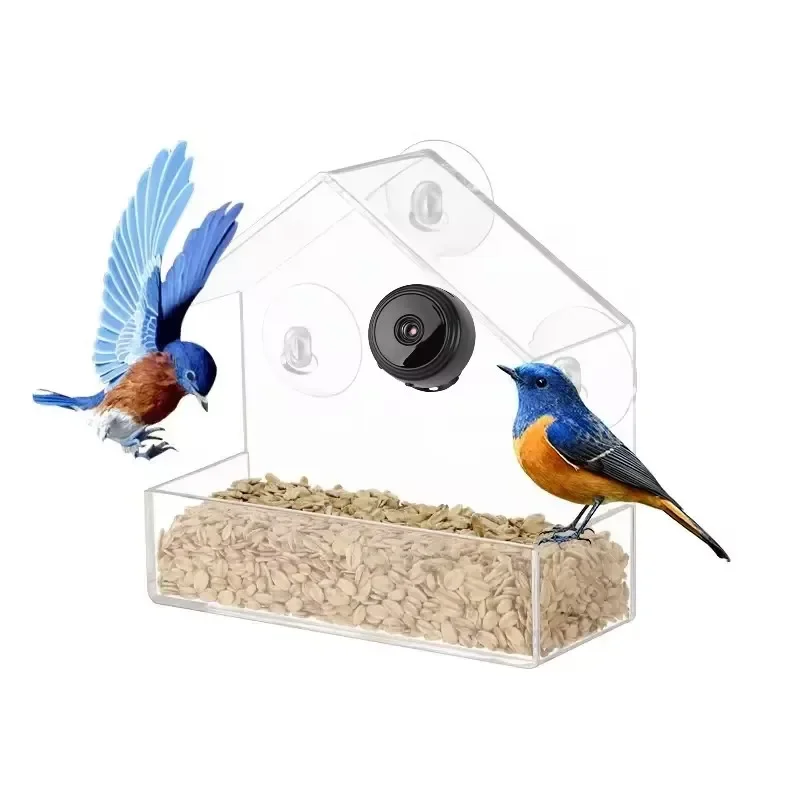 OEM Bird Feeder with  Smart Acrylic Hanging Birdhouse with Night Version  and Omni-directional Swivel Base