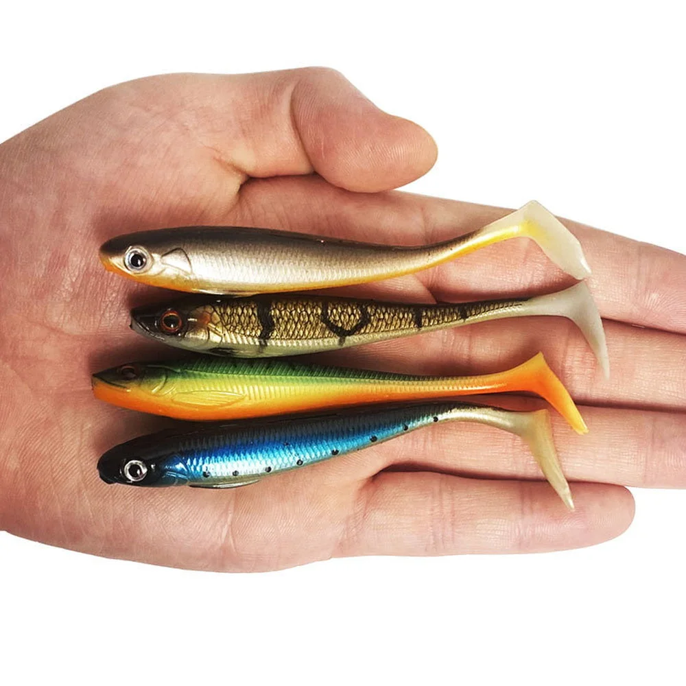4 stücke 7 cm 10 cm Weichen Köder Jig Kopf Wobbler Angeln Lockt T Shad Swimbaits Künstliche Köder Angeln silizium Gummi Fisch Pesca