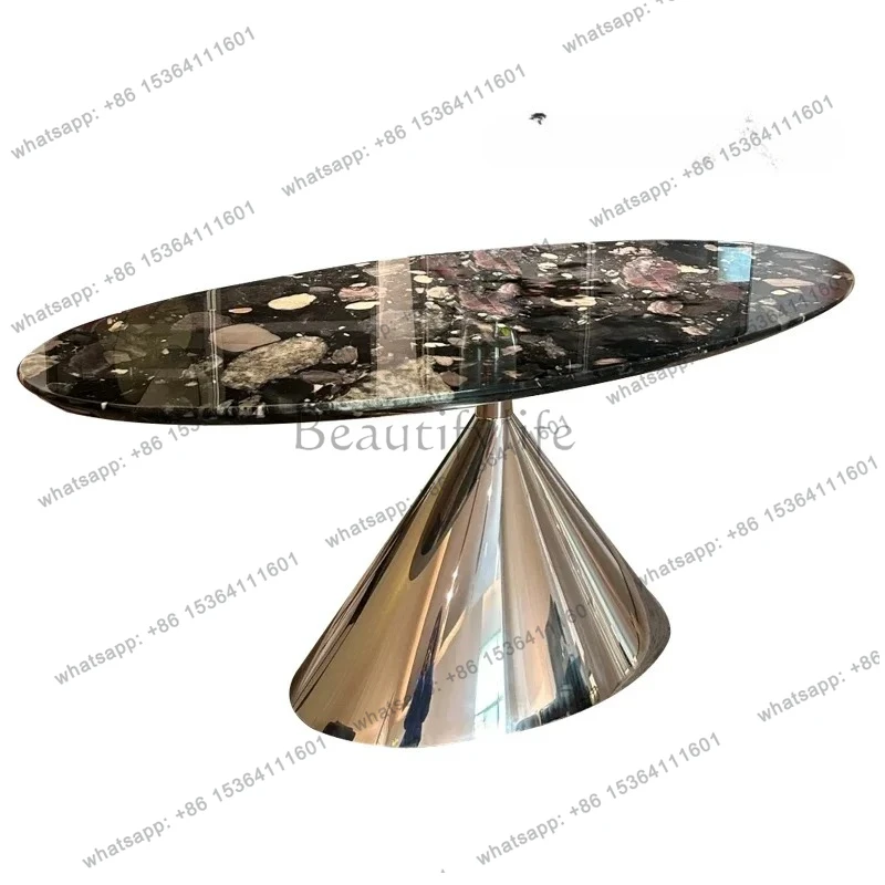 09 moonlight starry luxury stone dining table high-end custom light luxury marble rectangular household dining table