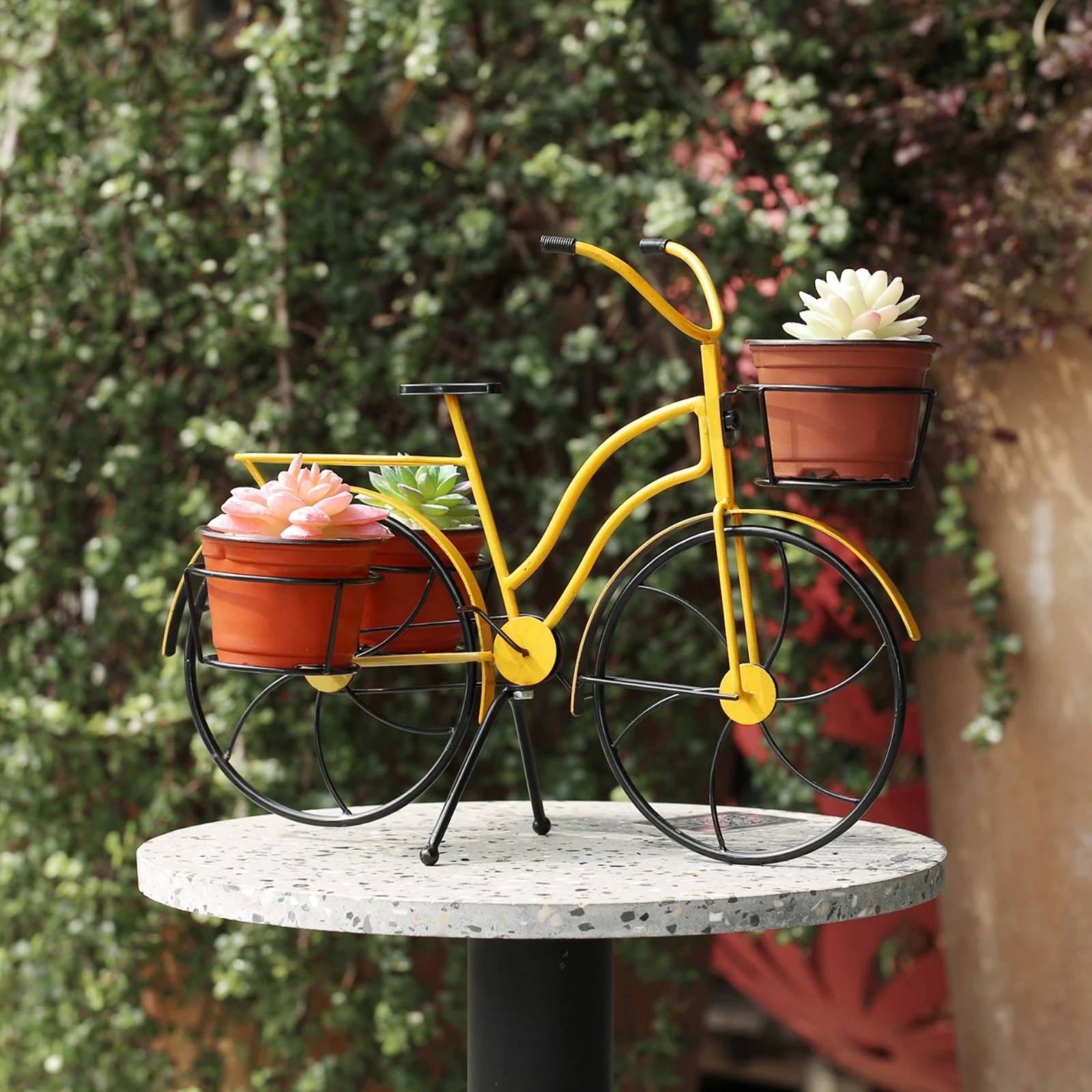 Cycle Plant Stand Wrought Iron Cycle Planter Tricycle Plant Holder Multi-Tier Furniture Long-Lasting for Gardeners, Garden