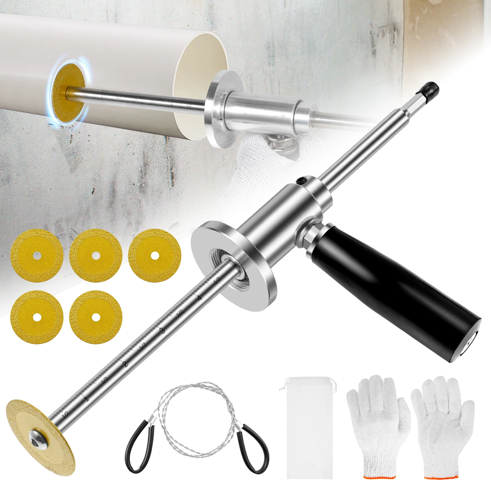 Obcinak do rur PVC, wewnętrzny obcinak hydrauliczny, regulowany obcinak do rur do wiertarek udarowych i wiertarek, szlifierka do cięcia szkła