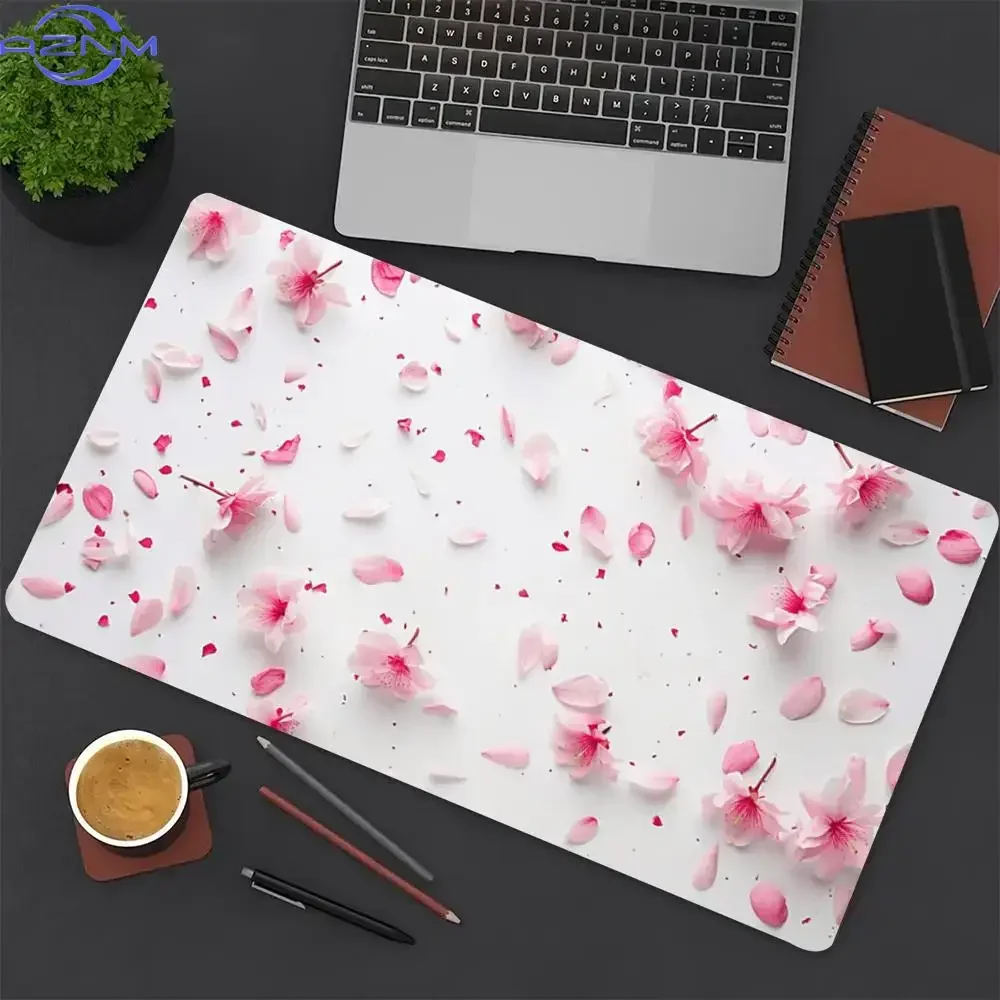 Aesthetic Japanese Sakura Floral Large Gaming Mouse Pad Non Slip Rubber Desk Mat For Laptop Keyboard Desktop Decor