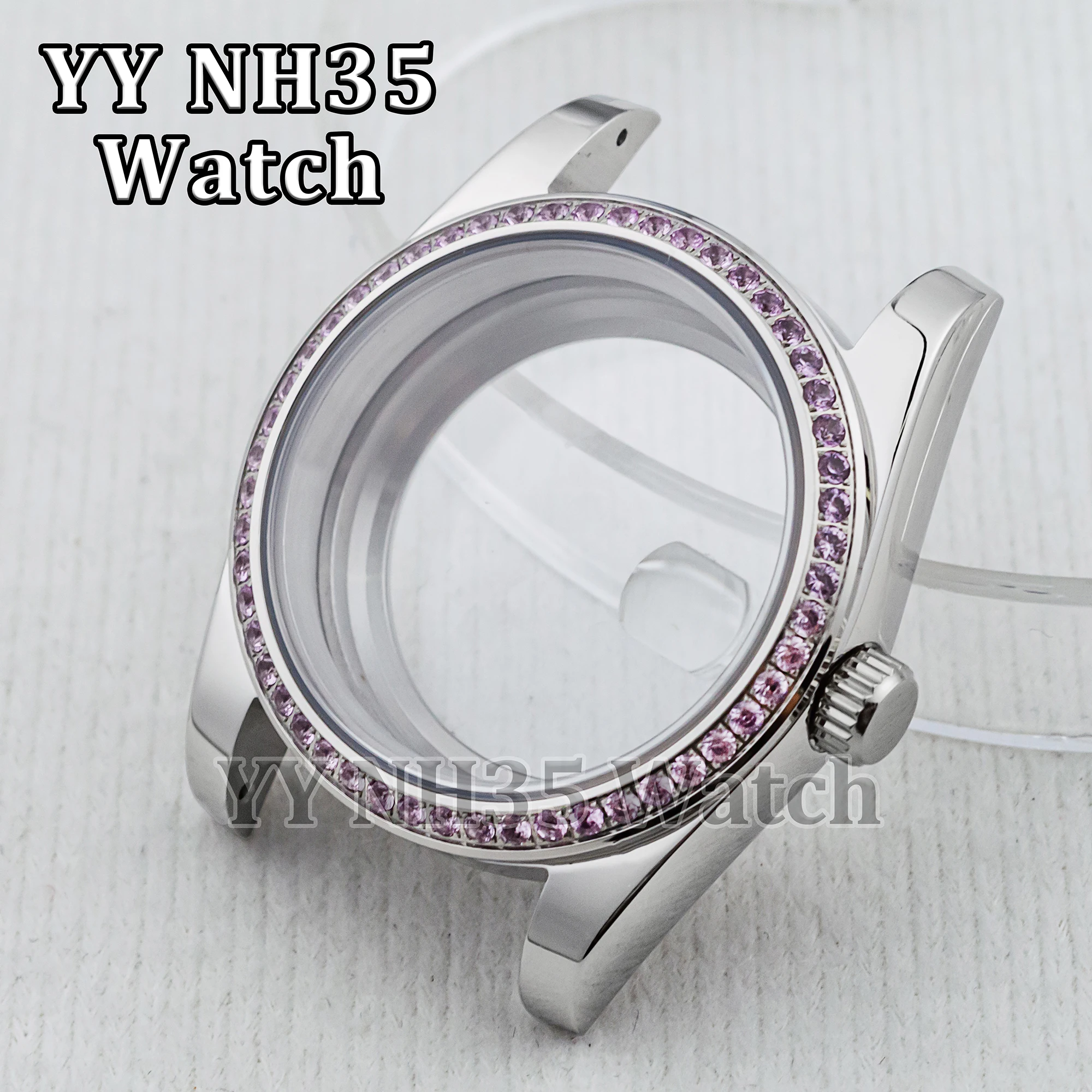 

New Diamond Watch Case NH35 Case for Datejust Watches 36/39mm Sapphire Glass Case fit NH34/35/36 Movement Watch Mod Accessories