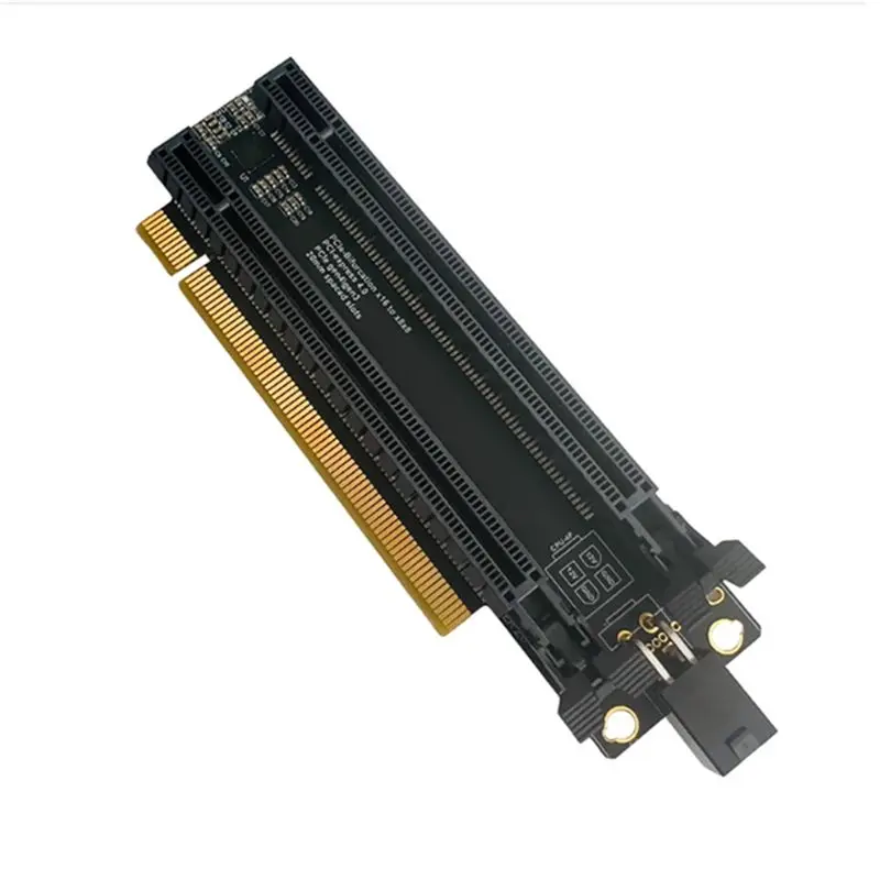 DT!~D187 HOT-PCI-E 4.0 X16 1 to 2 Expansion Card Split Card PCIe-Bifurcation X16 to X8X8 with 20mm Spaced Slots CPU4P(4 Pin )