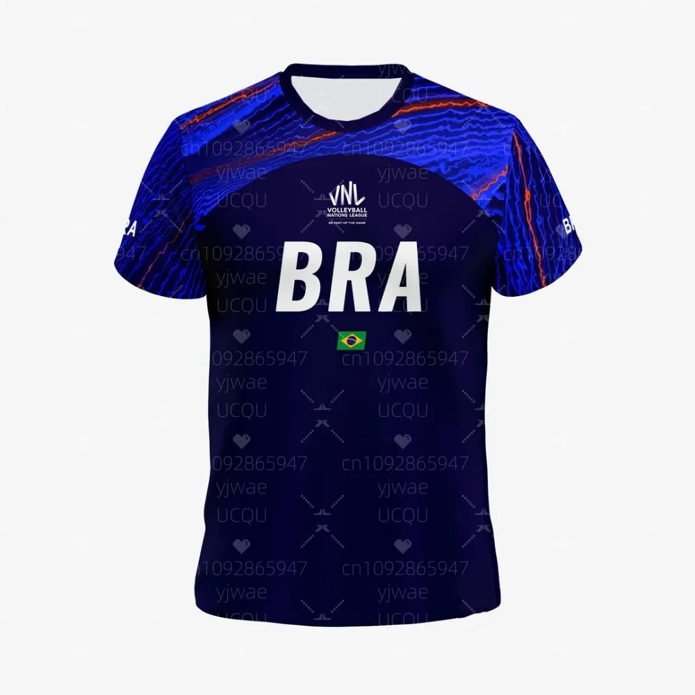 2025 COSPLAY chico Brasil VNL camiseta de voleibol UNISEX camisetas para adultos mujeres cuello redondo manga corta Camiseta deportiva ligera