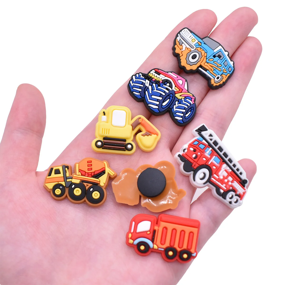 15pcs Cartoon Engineering Vehicle Fire engine Tractor Shoe Charms for Clogs Sandals Accessories Decoration Shoe Buckle Boys Gift