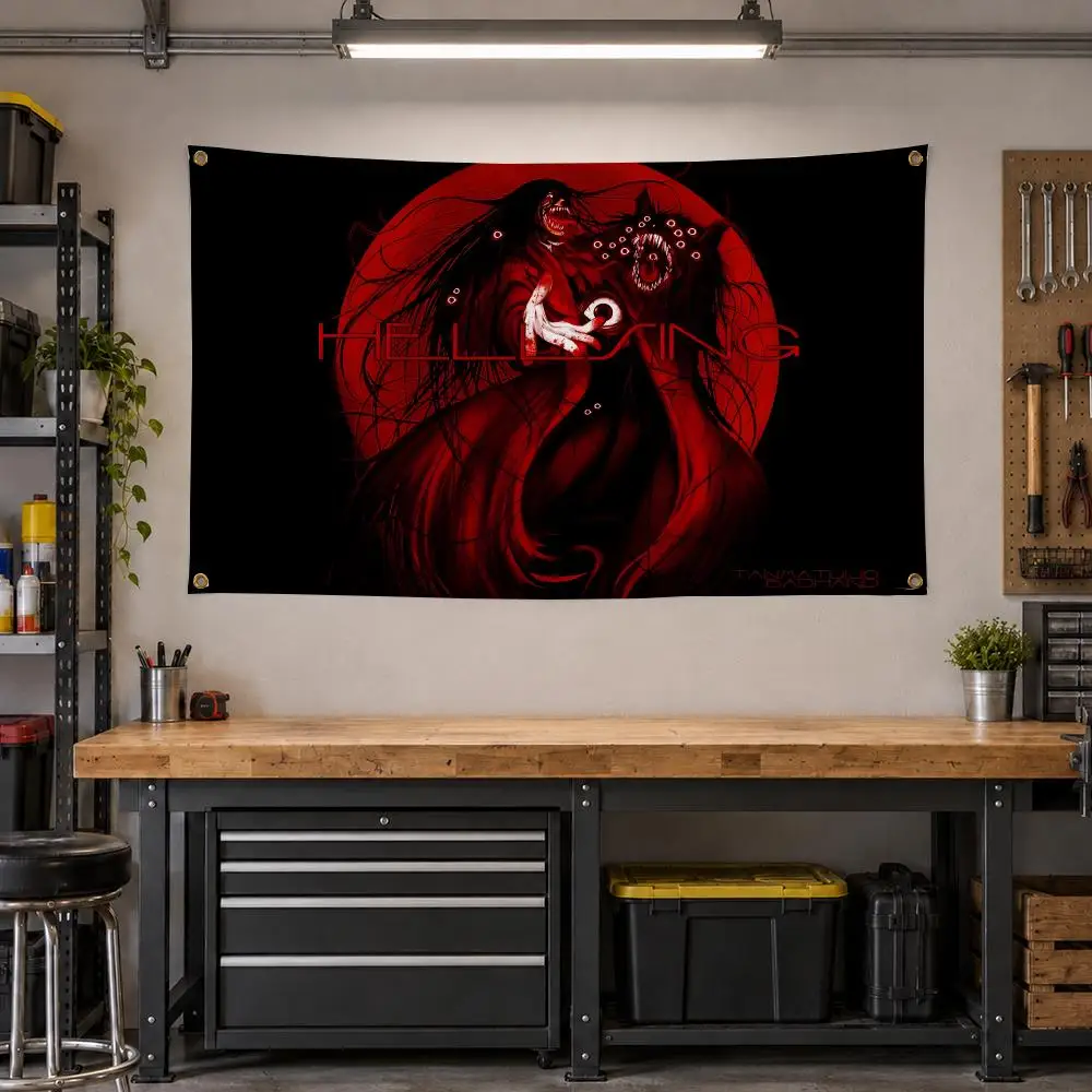 Anime Hellsing Vampire Flags Personalized Banner Flag Room Dorm Camping Picnic Garage Bar Outdoor Wall Decor